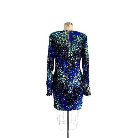 Fashion Nova Blue Sequin Mini Party Dress M - Picture 5 of 7